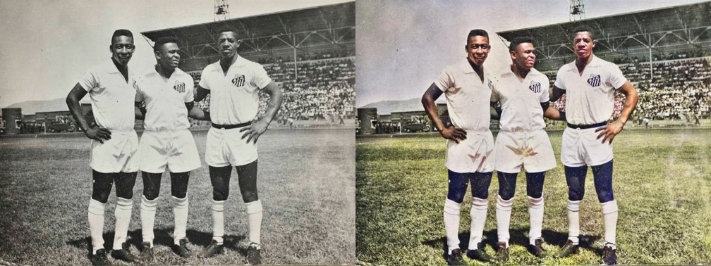 Aqui, Pelé, Coutinho e Dorval — Foto: Reprodução