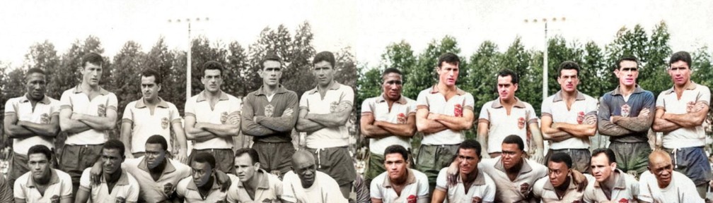 Coutinho fez parte da seleção brasileira campeã mundial no Chile, em 1962, mas não chegou a jogar; nesta imagem, forma ataque com Garrincha, Didi, Pelé e Pepe. SÓ ISSO! — Foto: Reprodução