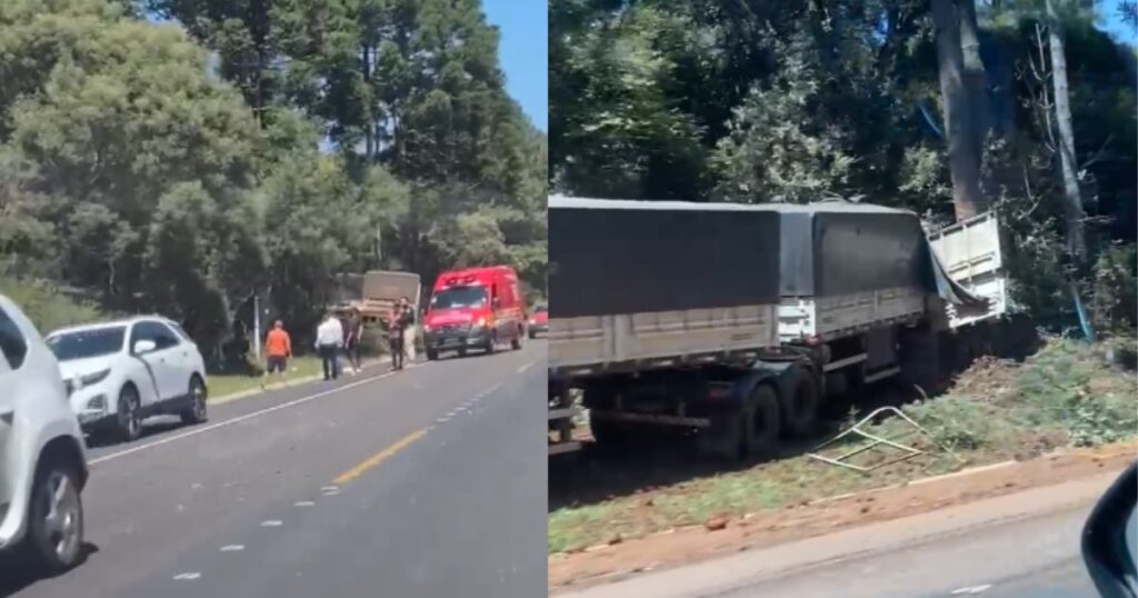 Grave acidente entre duas carretas e três veículos é registrado na BR-280 em Três Barras