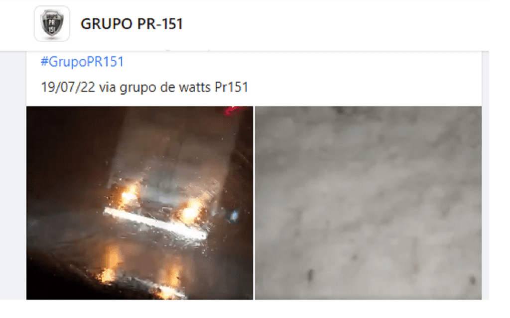 Usuários registram chuva com granizo na BR-277, região de Palmeira nesta terça-feira