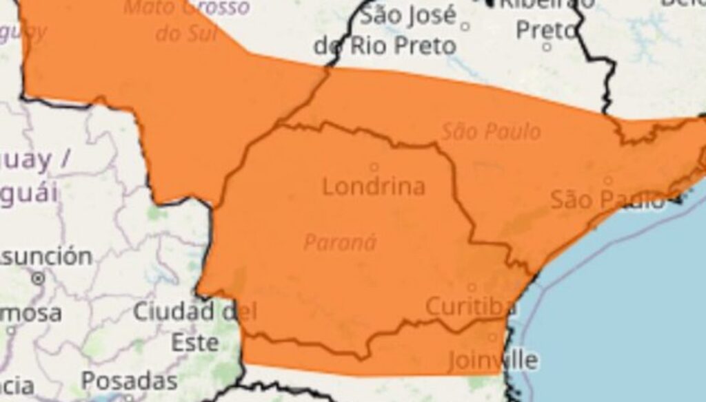 Temporal e forte ventania ameaçam Paraná e mais três estados