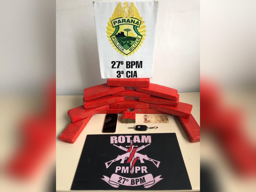 ROTAM apreende 9kg de maconha e homem é preso por tráfico de drogas hoje (27) em São Mateus do Sul