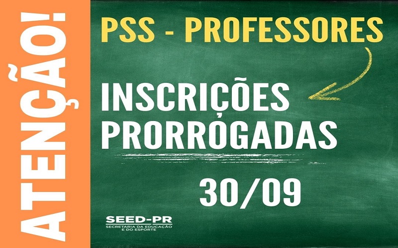 Inscrições prorrogadas no PSS de professores