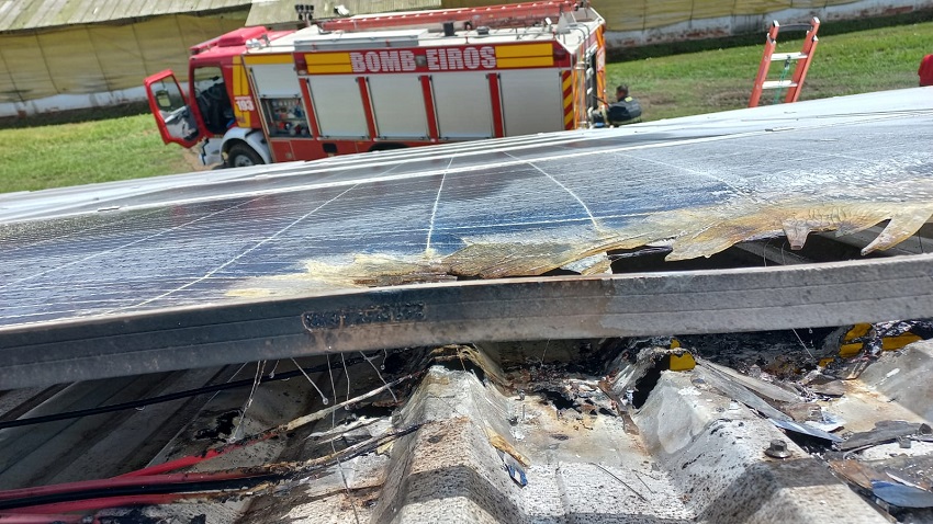 Em Canoinhas, bombeiros atendem ocorrência de incêndio em placas de energia solar