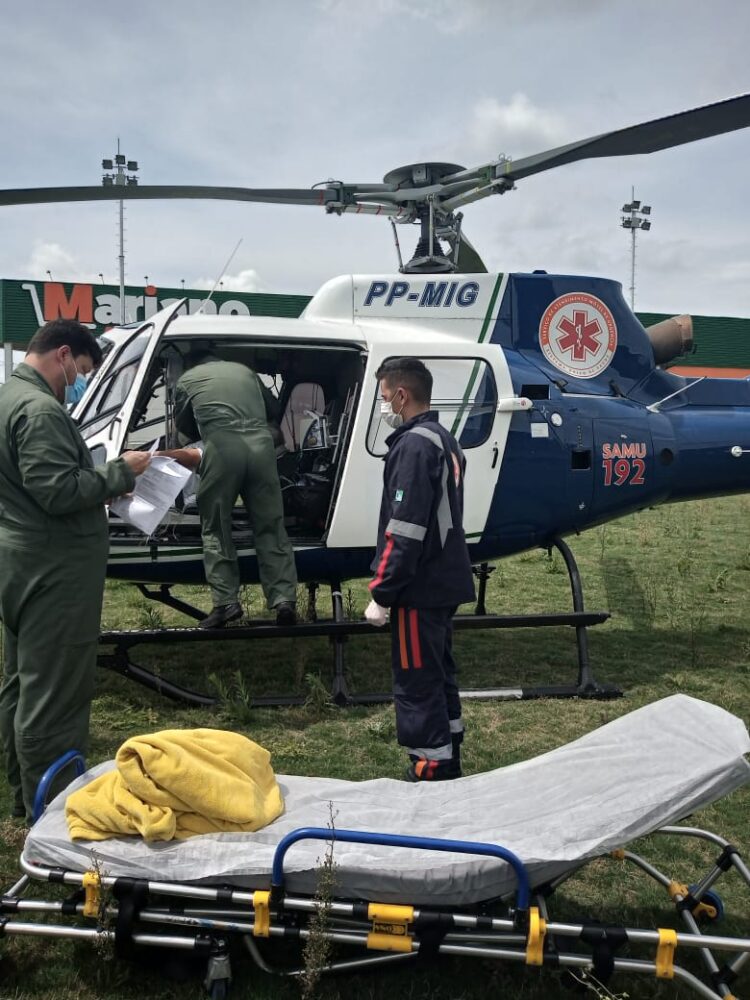 Paciente é transferido de helicóptero em São Mateus do Sul