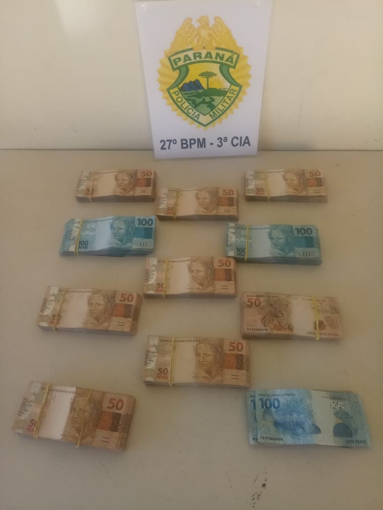 PM apreende quase R$ 60 mil em dinheiro após abordagem em Antônio Olinto