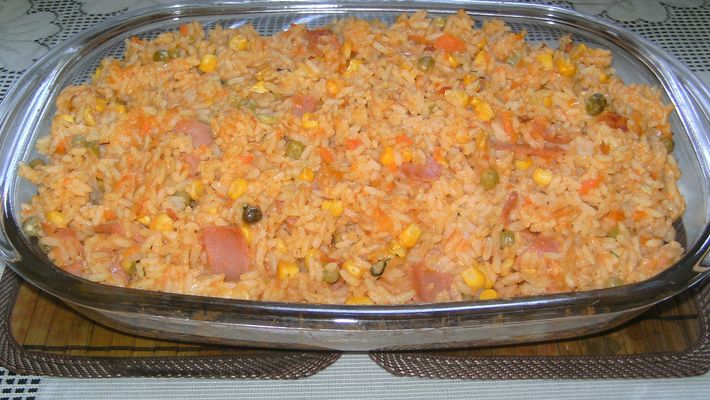 Receita de arroz de forno jardineira colorido