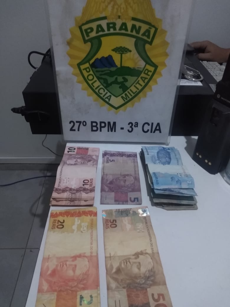 Em ação rápida, PM recupera dinheiro furtado de loja em São Mateus do Sul