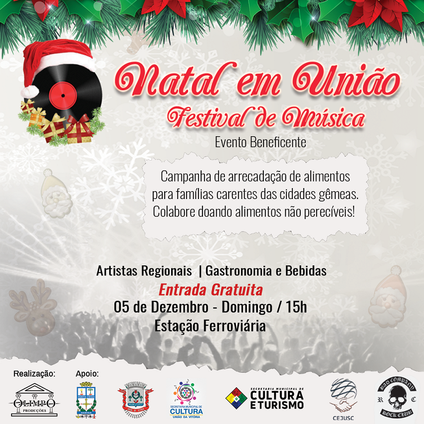 “Natal em União – Festival de Música” evento beneficente será realizado no próximo domingo