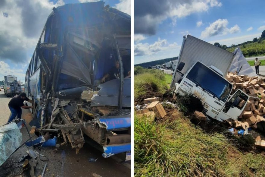 Acidente entre ônibus e caminhão na PR-151, deixa 11 feridos