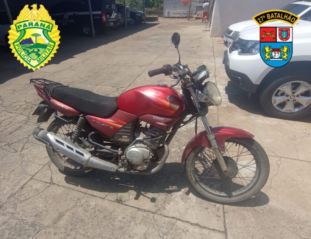 PM recupera moto que estava com status de furto/roubo em São Mateus do Sul