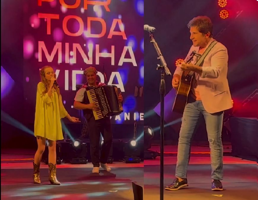 Giovanna Barbiero de 13 anos canta com Daniel no Show em Ponta Grossa