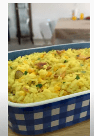 Receita Arroz Amarelinho de Bacon e Milho