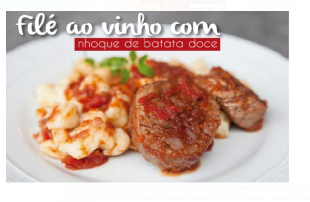 Receita filé ao vinho com nhoque de batata doce