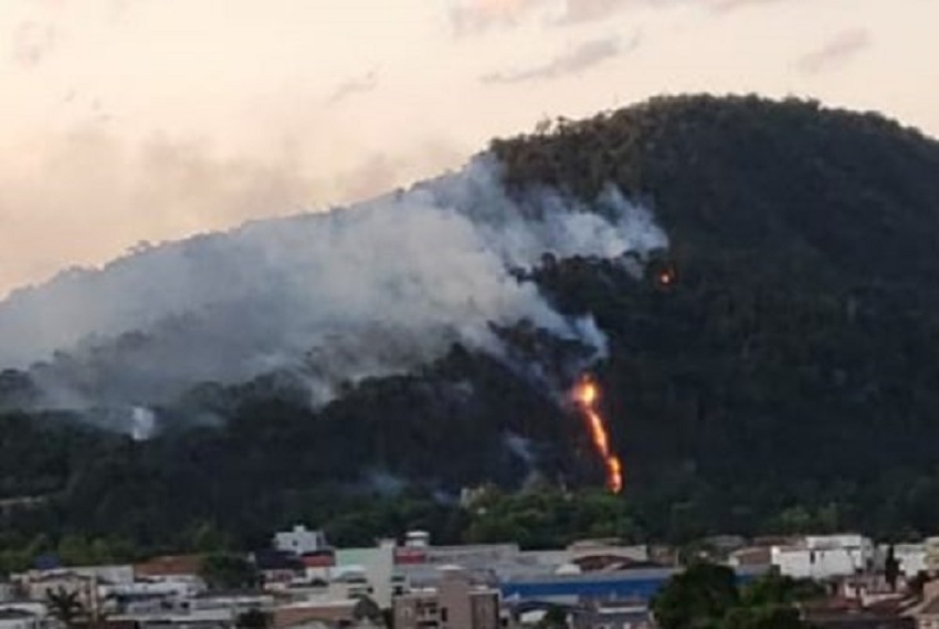 Morro em chamas: União da Vitória registra incêndio florestal em área de difícil acesso