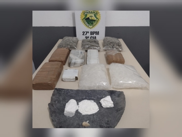 Traficante é preso retornando de Curitiba com maconha, skunk e cocaína em Antonio Olinto