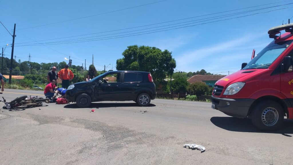 Acidente deixa motociclista ferido em São mateus do Sul