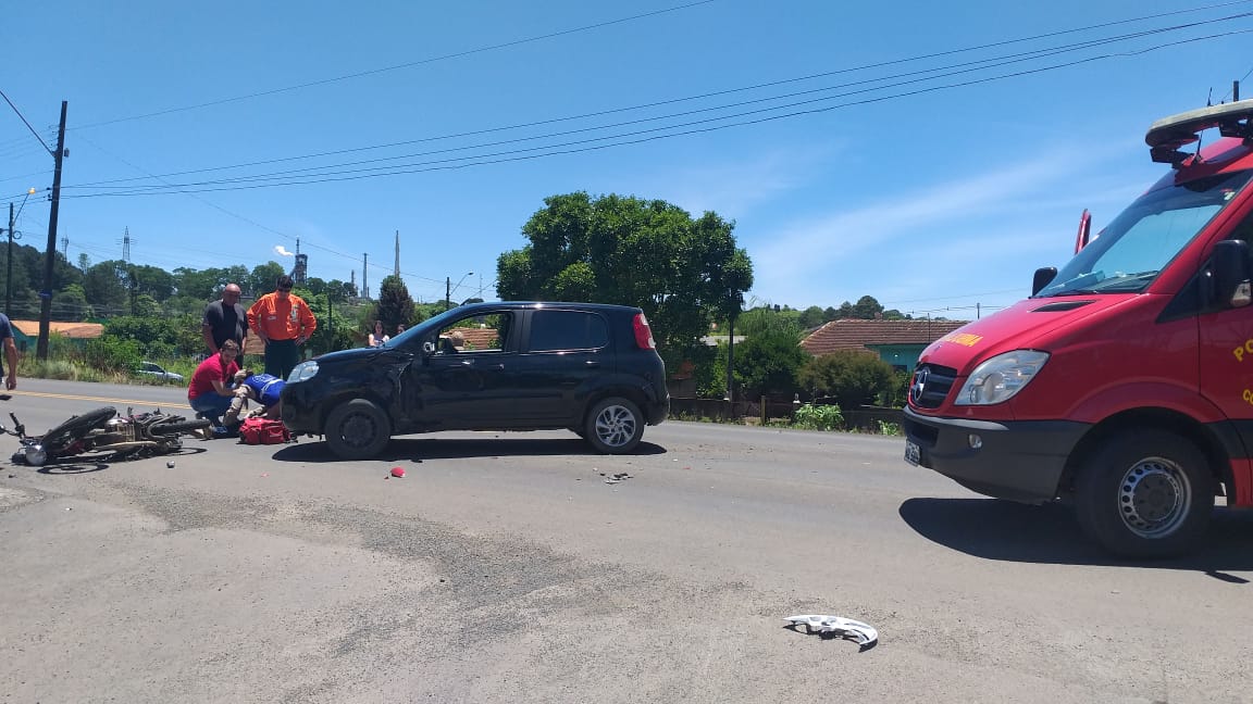 Acidente deixa motociclista ferido em São mateus do Sul