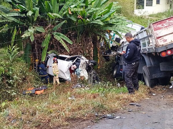 Motorista morre após bater carro de frente com carreta na BR-476, em Colombo