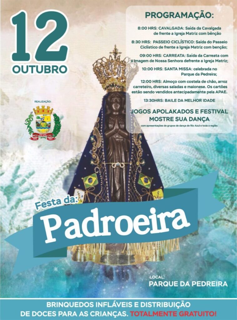 Parque da Pedreira centraliza  Festa de Nossa Aparecida no  próximo dia 12, em Rio Azul