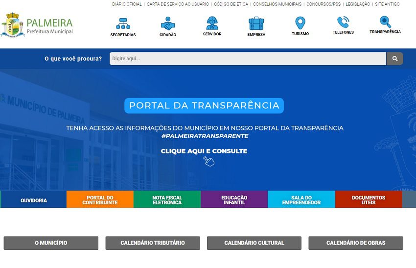 Site da prefeitura de Palmeira passa por reformulação visando facilitar o acesso