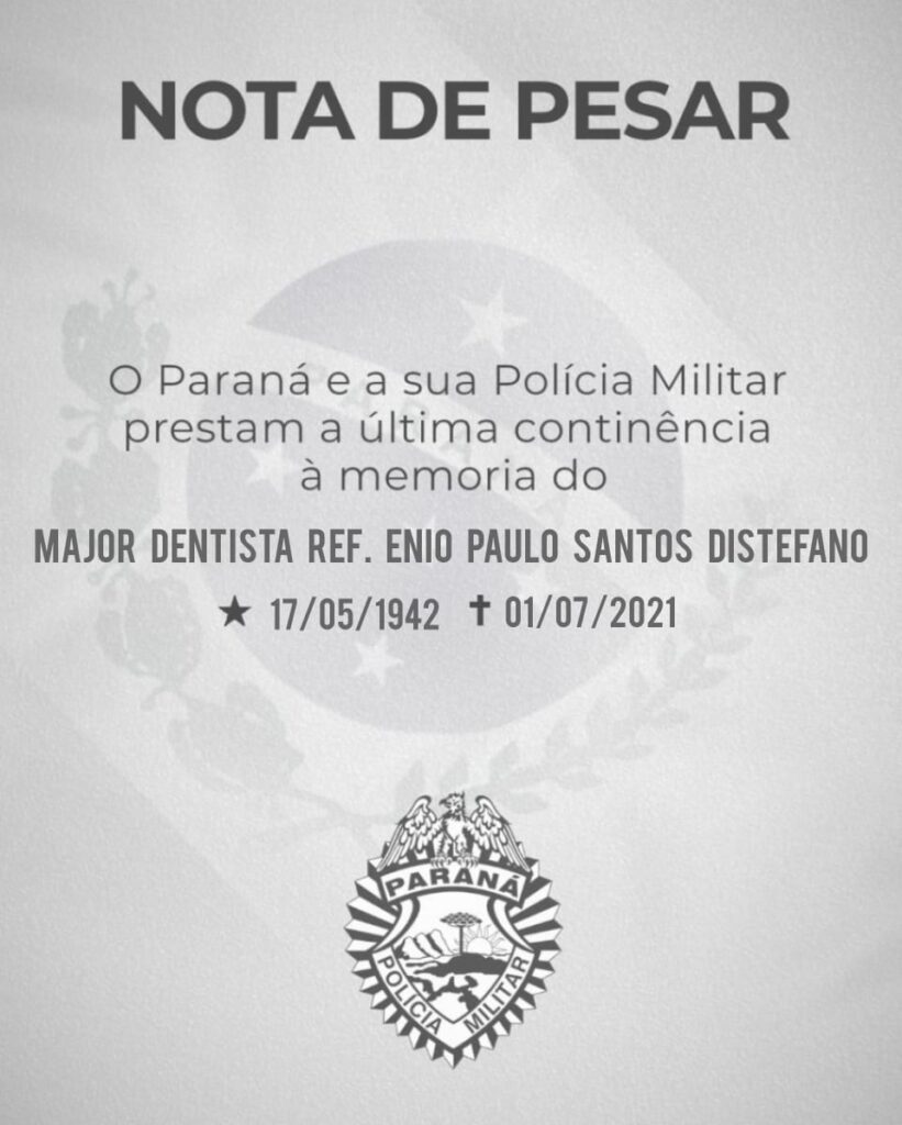 Morre Major Enio Distefano, irmão do ex-prefeito de São Mateus do Sul Enéias Distefano