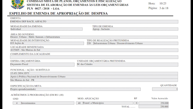 Francischini destina meio milhão à região, com Emerson Bacil