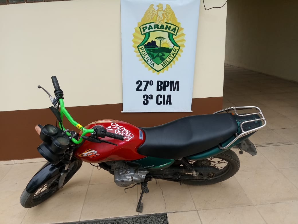 Adolescente é apreendido com moto baixada pela Policia Militar de António Olinto