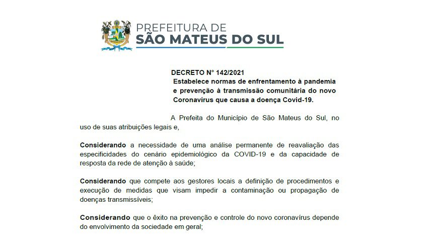 Novo Decreto estabelece normas para “isolamento e evitar transmissão da Covid-19”