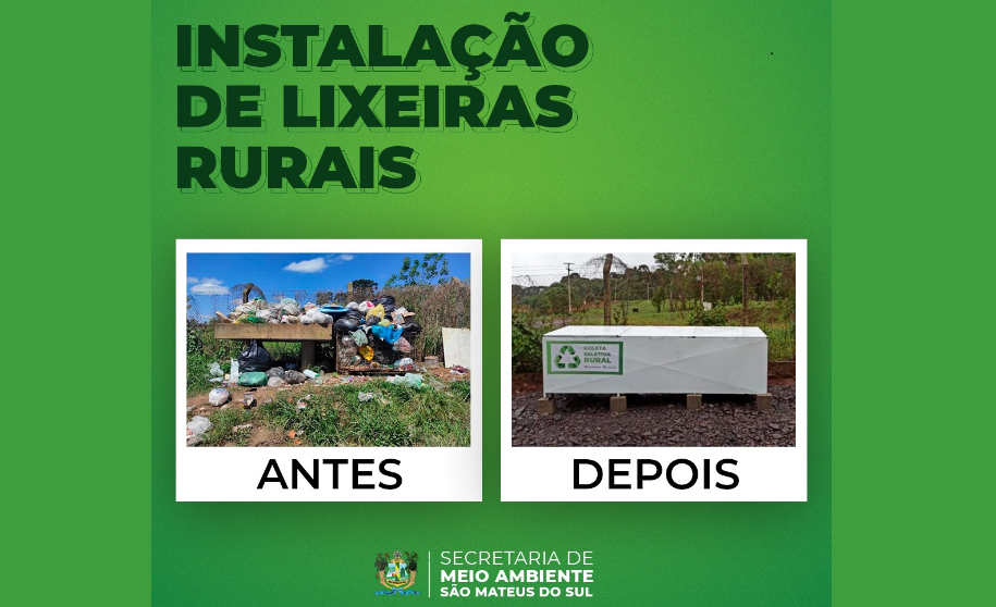 Secretaria de Meio Ambiente instala lixeiras em São Mateus do Sul