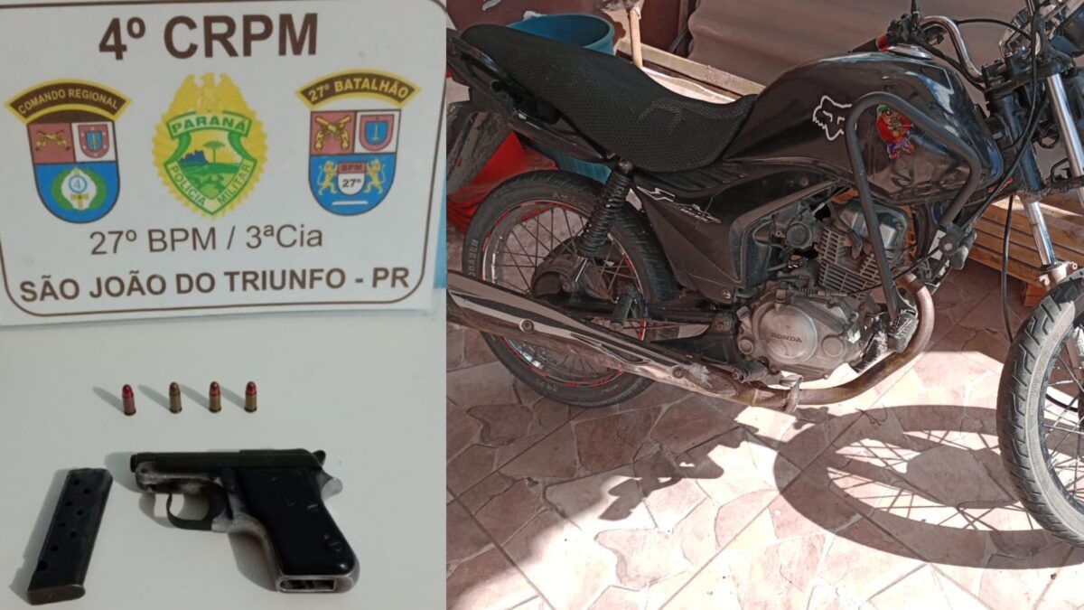 Em ocorrências distintas, PM apreende pistola e moto adulterada em São João do Triunfo