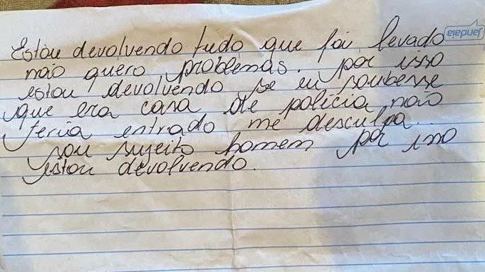 Homem assalta casa de delegado, mas devolve tudo quando descobre que “era casa de polícia”