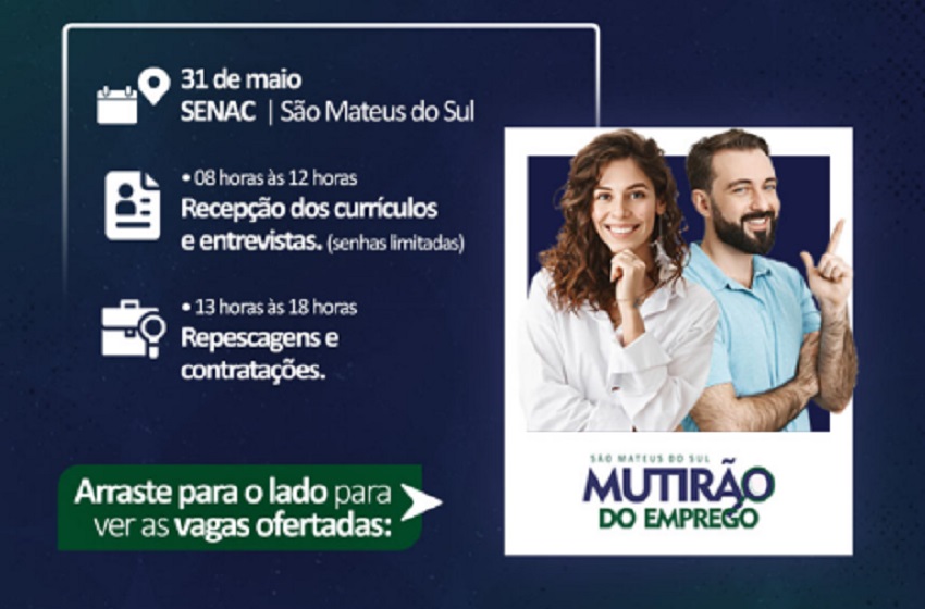 São Mateus do Sul terá Mutirão do Emprego na próxima semana, com diversas vagas abertas