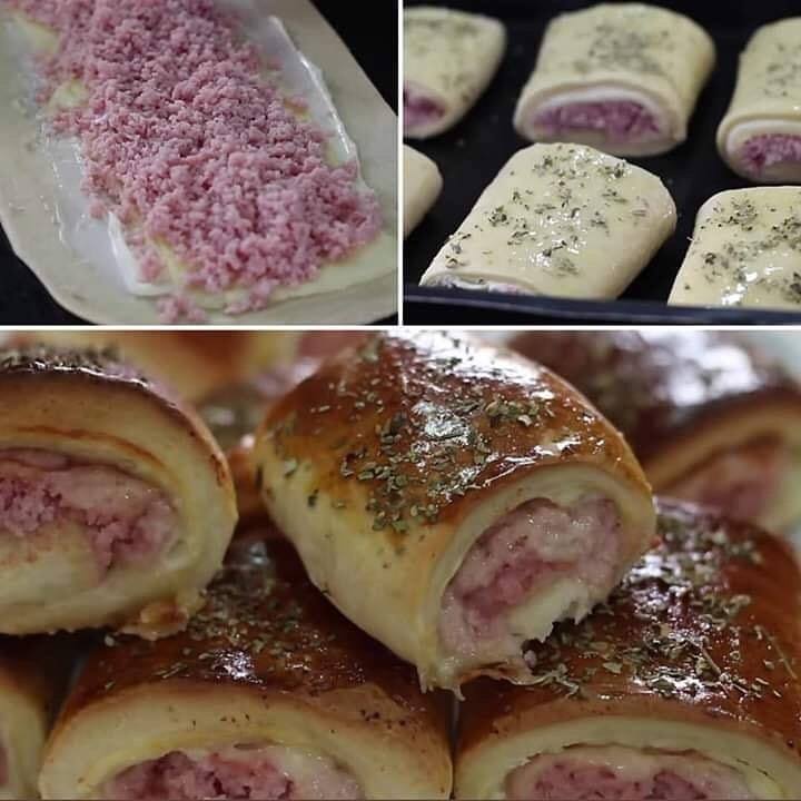 Receita enroladinho de presunto e queijo delicioso