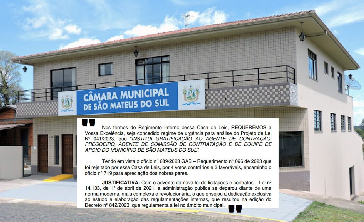 Prefeitura pediu urgência para aprovação de projeto 2 anos e 8 meses depois da nova lei ser criada