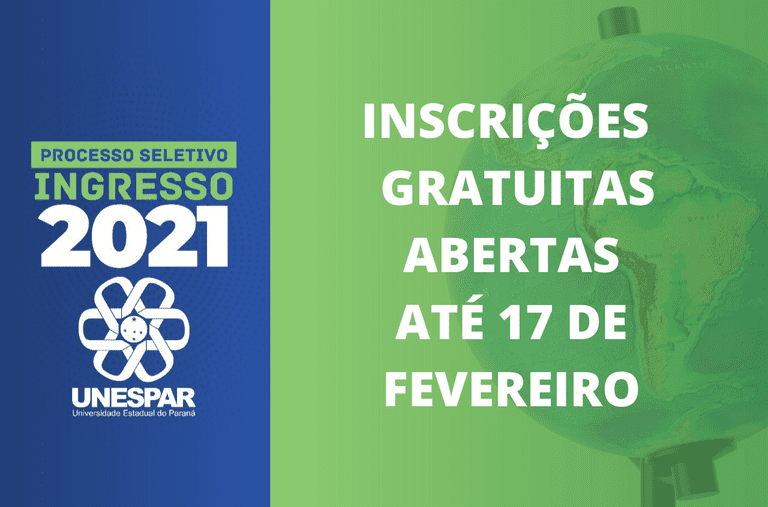 Em 2021 não haverá taxa de inscrição para o processo seletivo na Unespar