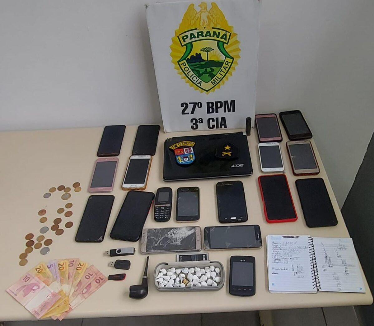 Ação Polícia prende 3 pessoas, apreende drogas, armas, munições, dinheiro e celulares