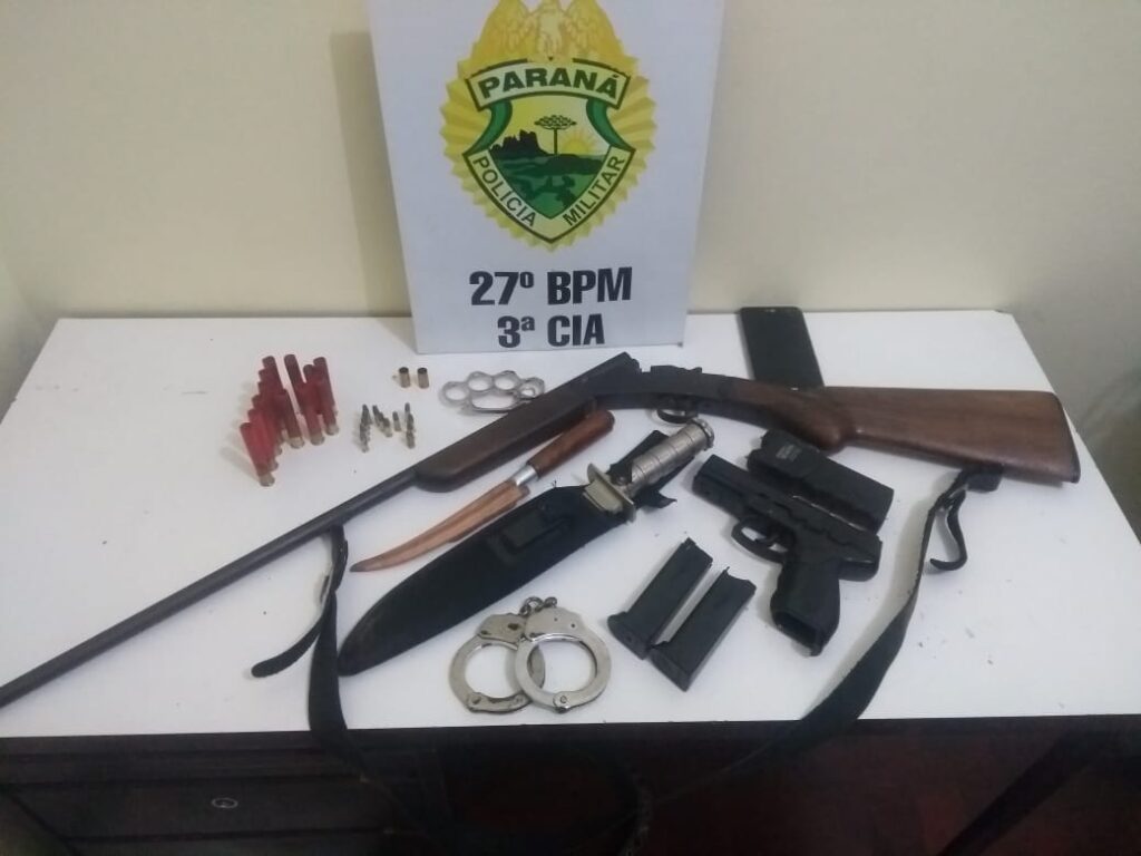 Polícia Militar apreende armas em São Mateus do Sul e encaminha homem para a Delegacia