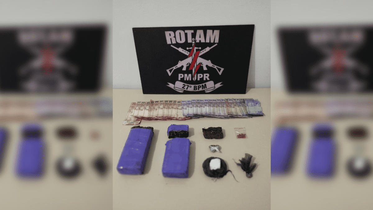 ROTAM recebe denúncias e faz apreensão de drogas com dois homens e uma mulher detidos