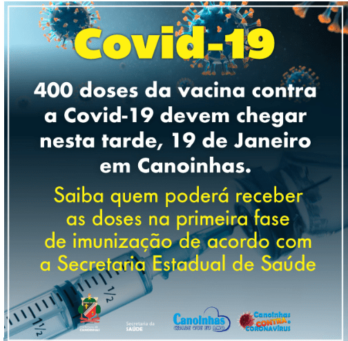 Vacinas contra o Covid chegarão nesta tarde em Canoinhas