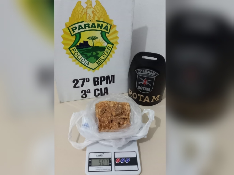 Rotam recebe denúncia e encontra drogas em parte íntima de mulher em São Mateus do Sul