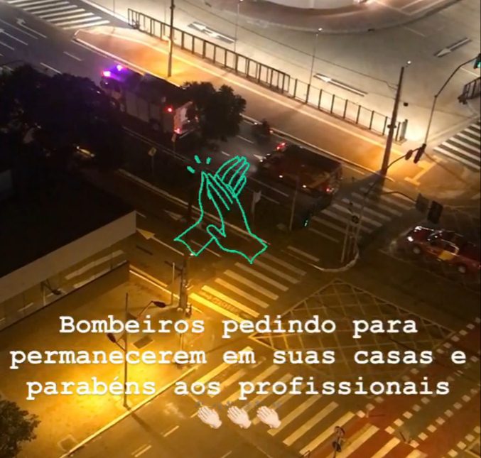 Bombeiros saíram às ruas fazendo alerta para a população sobre o Covid-19