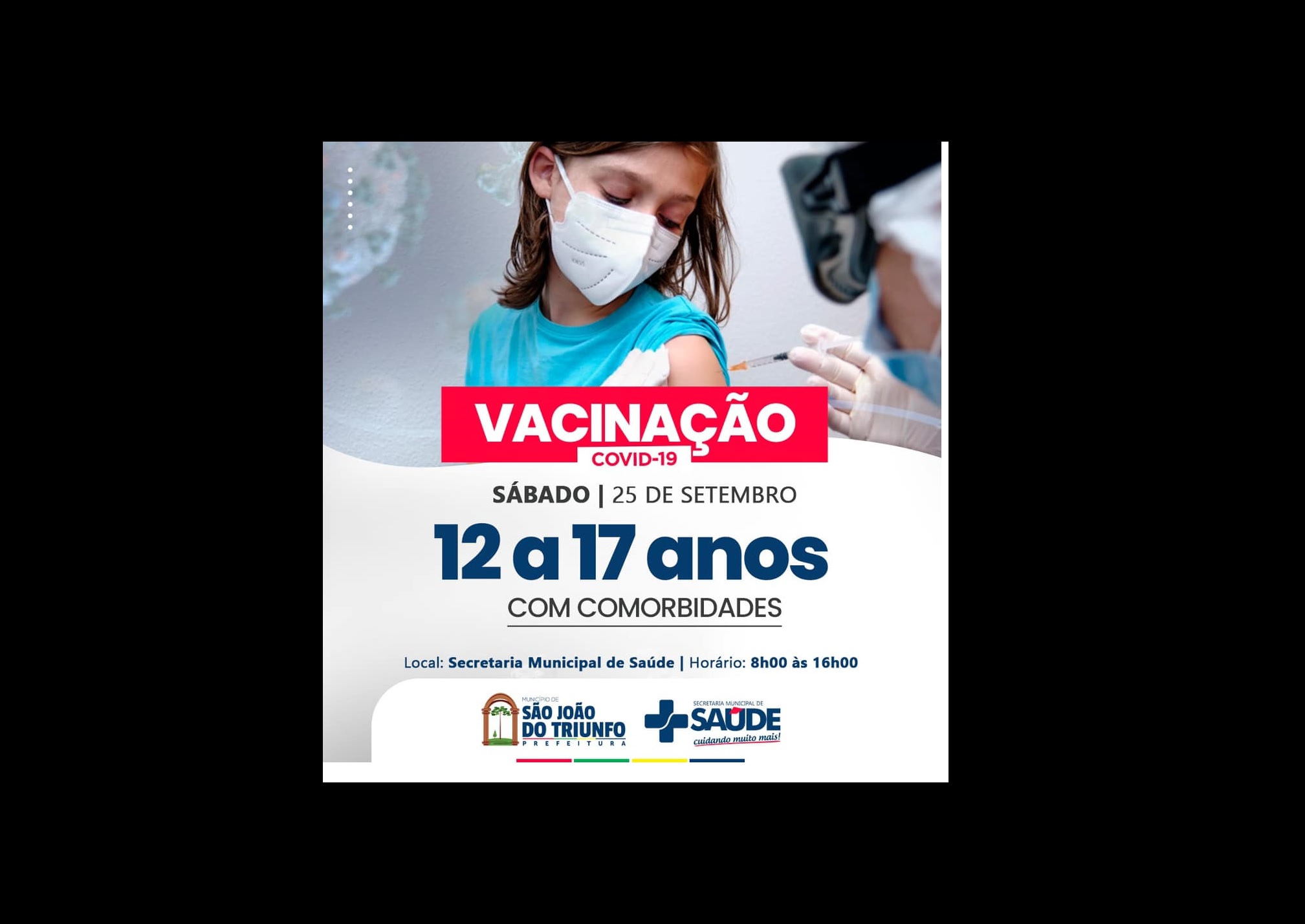São João do Triunfo inicia vacinação de adolescentes de 12 a 17 anos com comorbidades