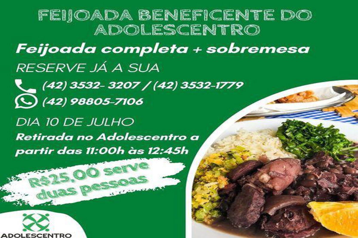 Adolescentro promove a sua tradicional feijoada beneficente no dia 10 de julho