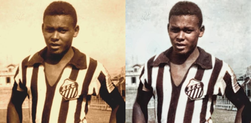 Coutinho em cores: 9 imagens colorizadas do maior 9 da história do Santos