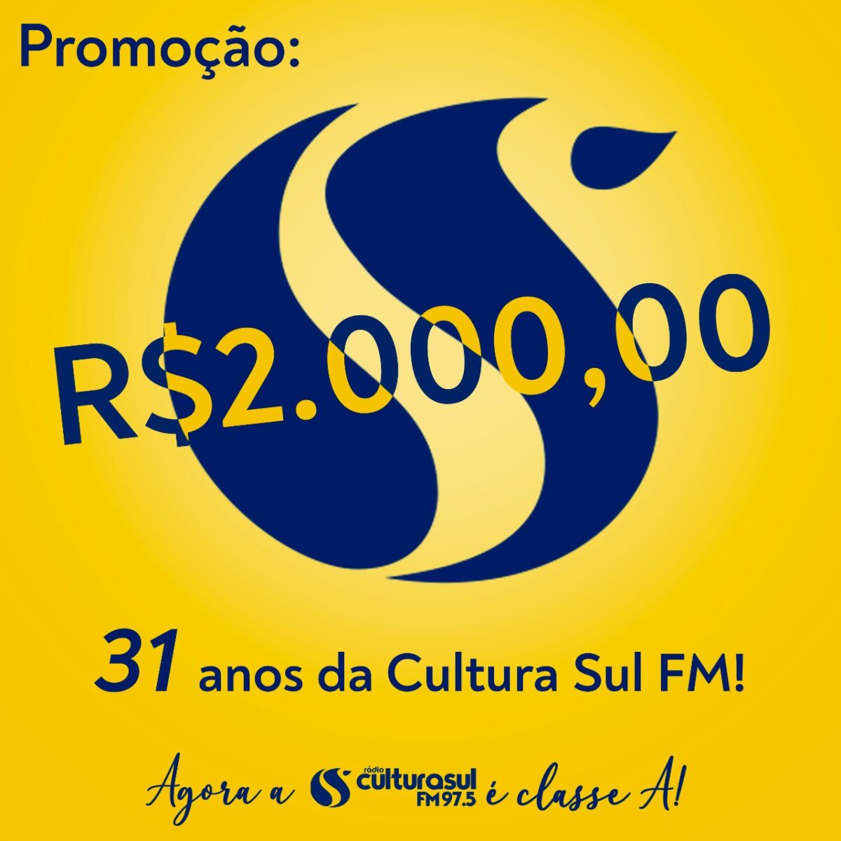 Rádio Cultura Sul vira Classe A1 e comemora 31 anos premiando ouvinte
