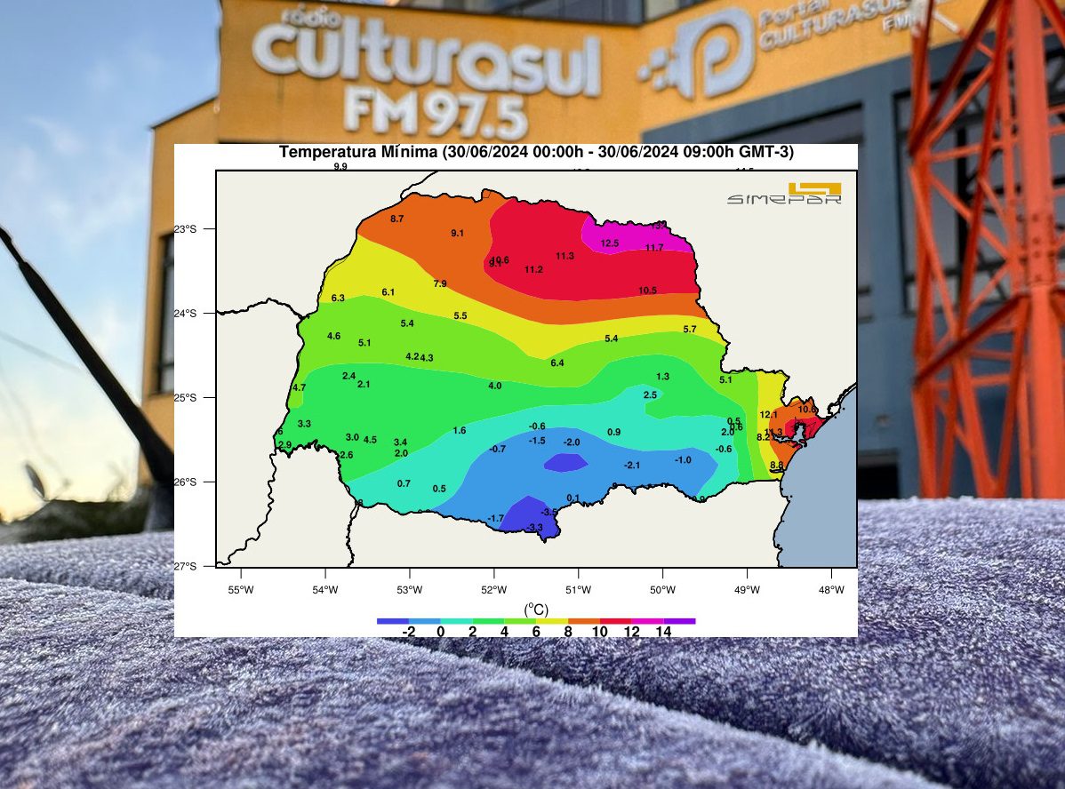 São Mateus do Sul foi a 3ª cidade mais fria do Paraná, neste domingo segundo o Simepar