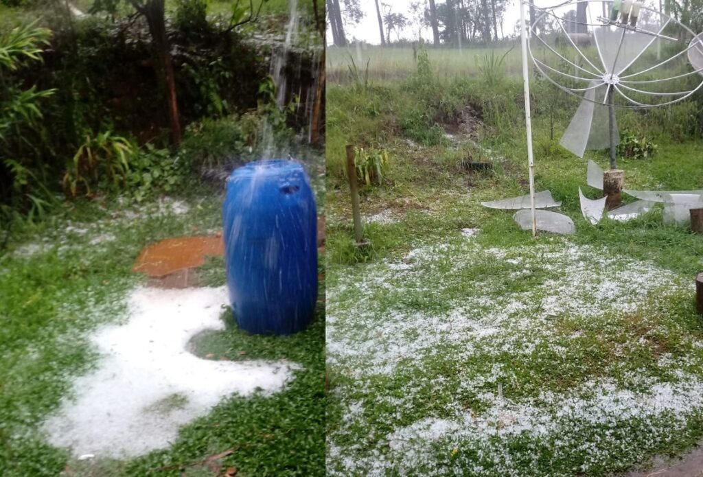 Chuva de granizo deixa estragos em área rural de Rebouças