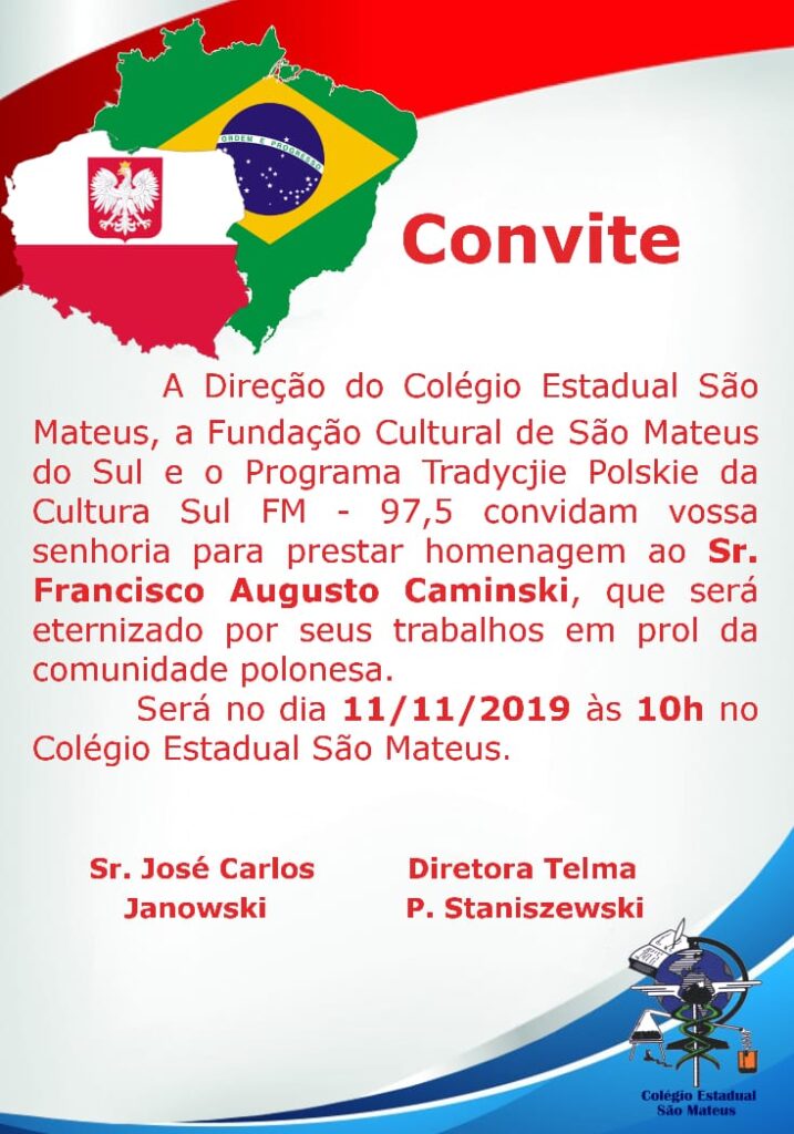 Evento cultural com alunos do Colégio São Mateus valoriza poloneses e fixa coluna representativa da etnia no PR