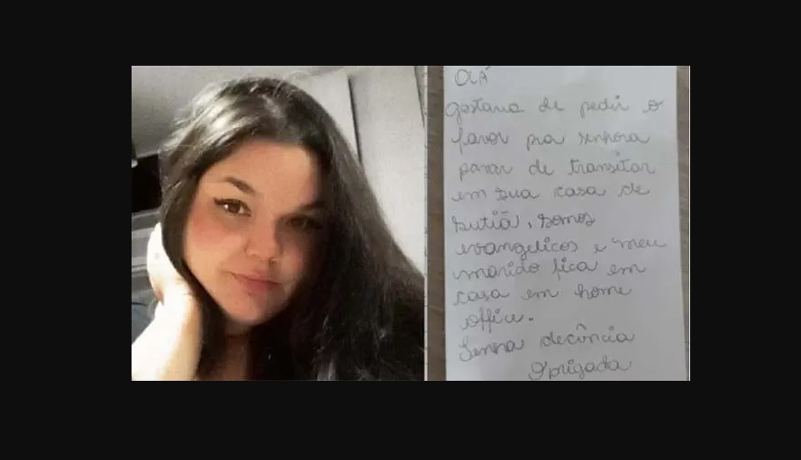 Esposa manda bilhete a vizinha pedindo que não ande de sutiã em casa: “Tenha decência”